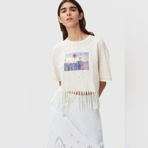 Ganni Fringed Graphic Tee